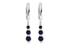 14KT Gold Round Blue Sapphire Small Dangle Earrings