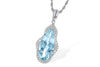 14KT Gold Necklace with 3.97CT Aquamarine and Diamond Accents