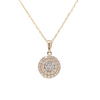 14K Yellow Gold Diamond Cluster Circle Necklace