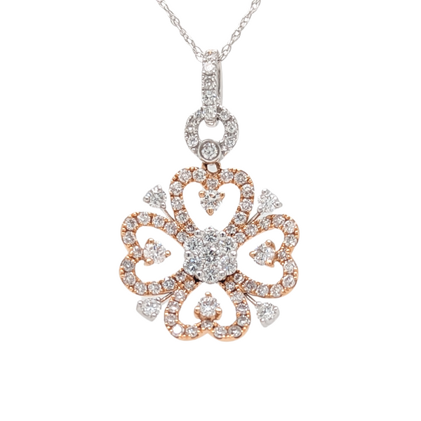 18K Two Tone Diamond Clover Necklace