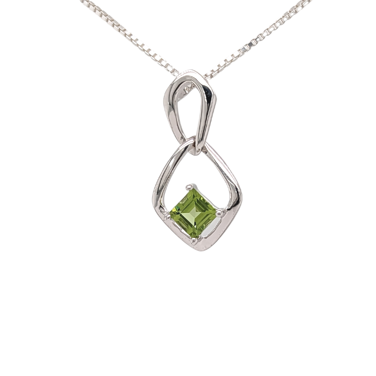 Sterling Silver Step Cut Peridot Necklace