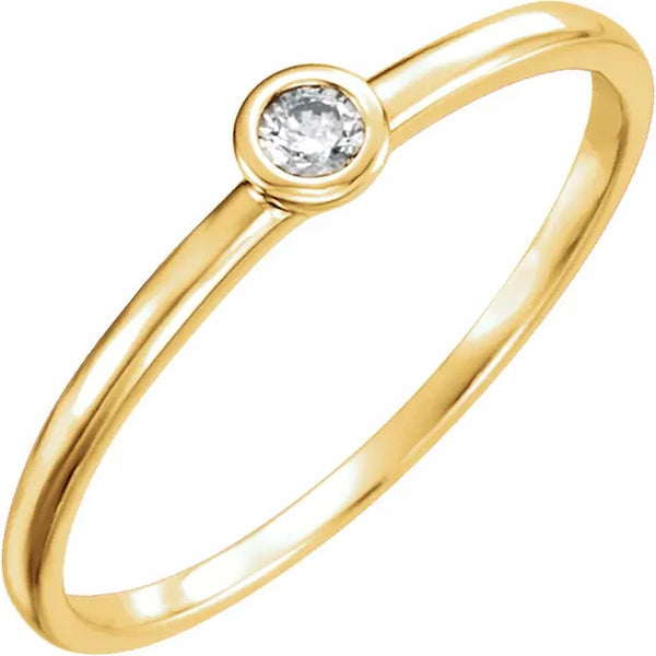 14K Y .06CT Rd Dia Bezel Sol Stackable Ring.