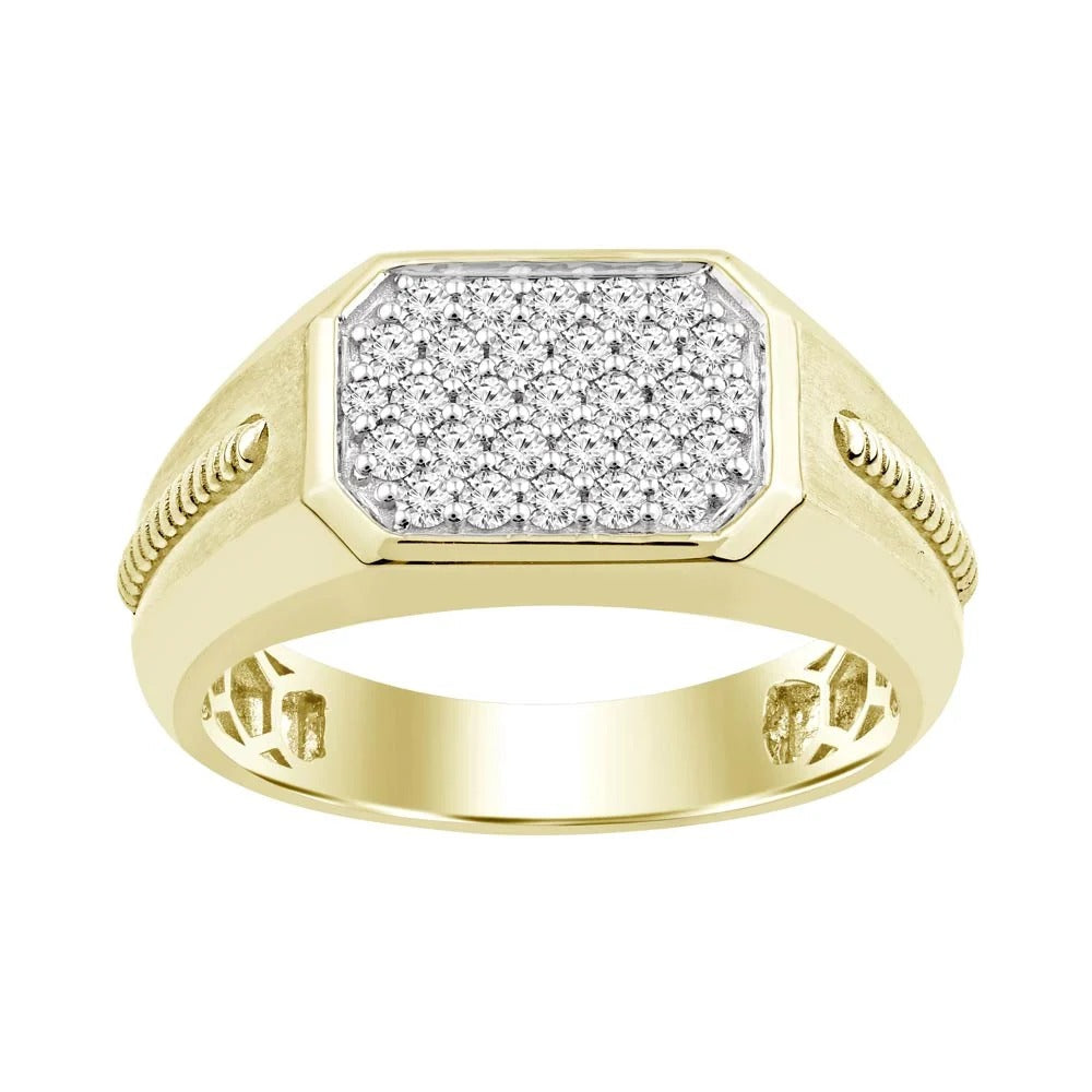 14K Yellow Gold and Diamond Gentleman's Ring