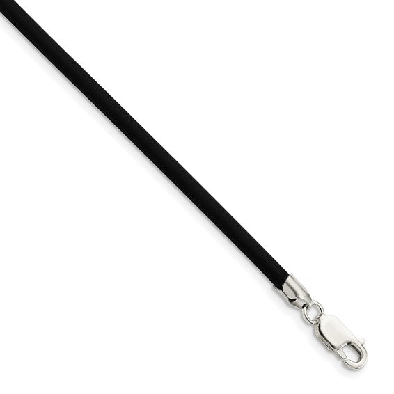 STERLING 3MM RUBBER CORD 20"