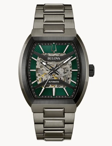 Bulova Maquina Green Gunmetal Automatic Watch 98A321