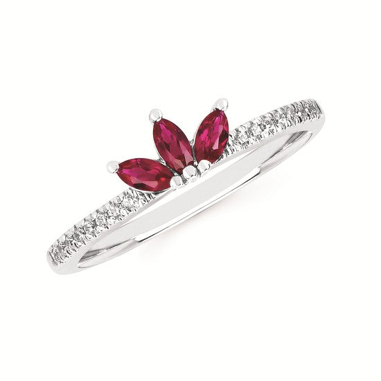 14K WG .11CTW RUBY .08CTW DIAM