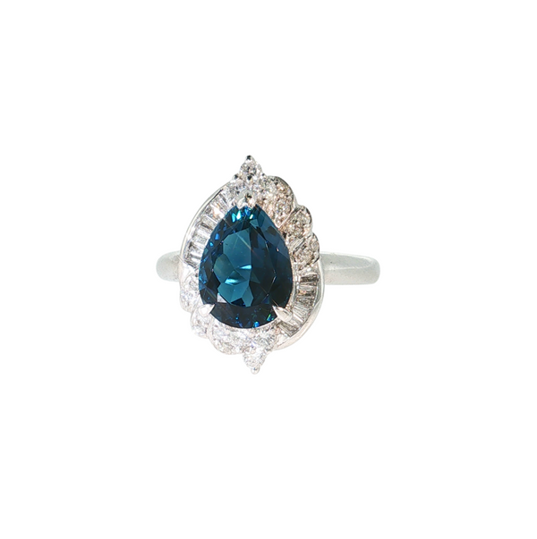 Estate Platinum 2.41ct Indicolite .37ctw Diamond Ring