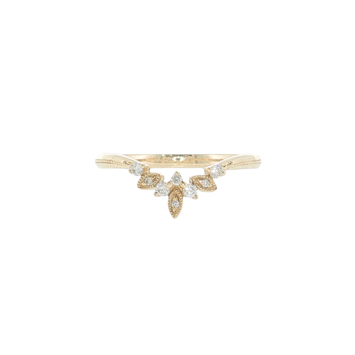 14kt Yellow Gold .10ctw G-H SI Diamond Curved Milgrain Band