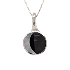 Sterling Silver Mother of Pearl and Black Onyx Necklace