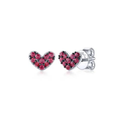 STERLING .42CTW RUBY HEART STU