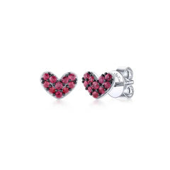 STERLING .42CTW RUBY HEART STU