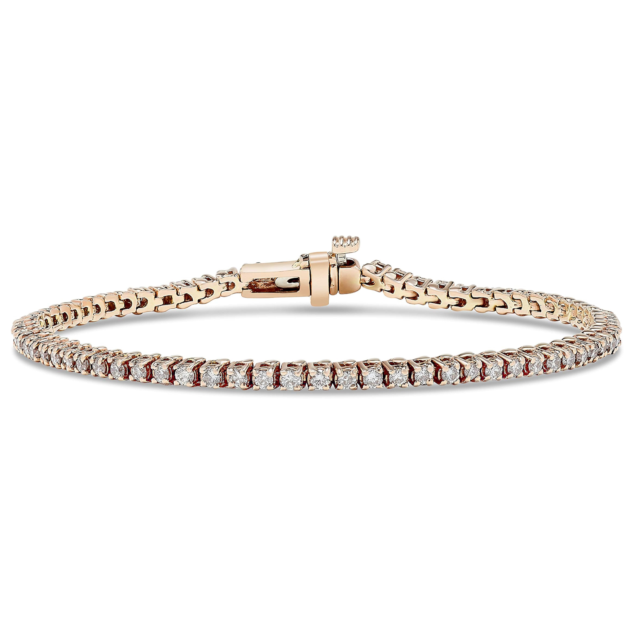 14K Rose Gold Diamond Tennis Bracelet 2CTW