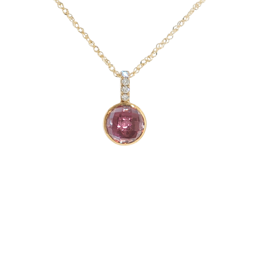 14K YG 2.06 CREATED ALEXANDRITE .04CTW DIA PND 1MM SINGAPORE 18"