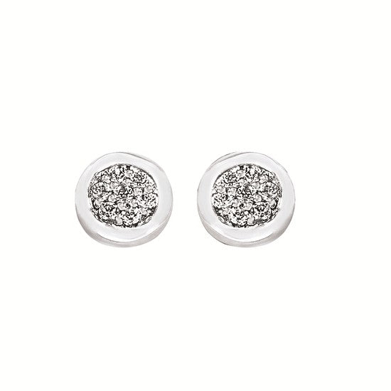 Sterling Silver Pave Diamond Stud Earrings