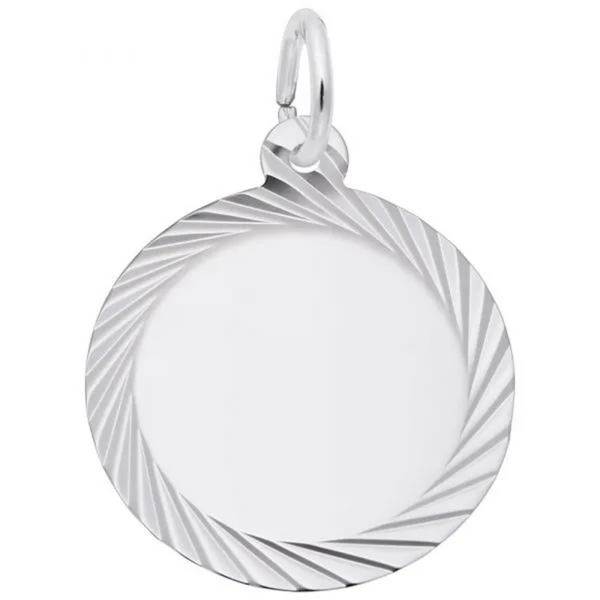Sterling Silver Round Disc Charm.