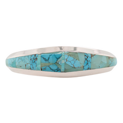 Estate: Sterling Silver Turquoise Inlay Signed Cuff Bracelet