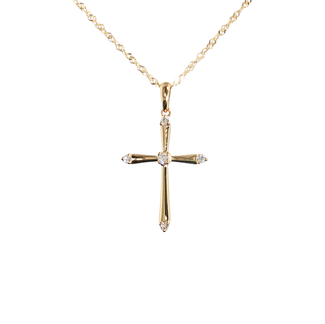 14kt Yellow Gold .10ctw Diamond Cross Necklace