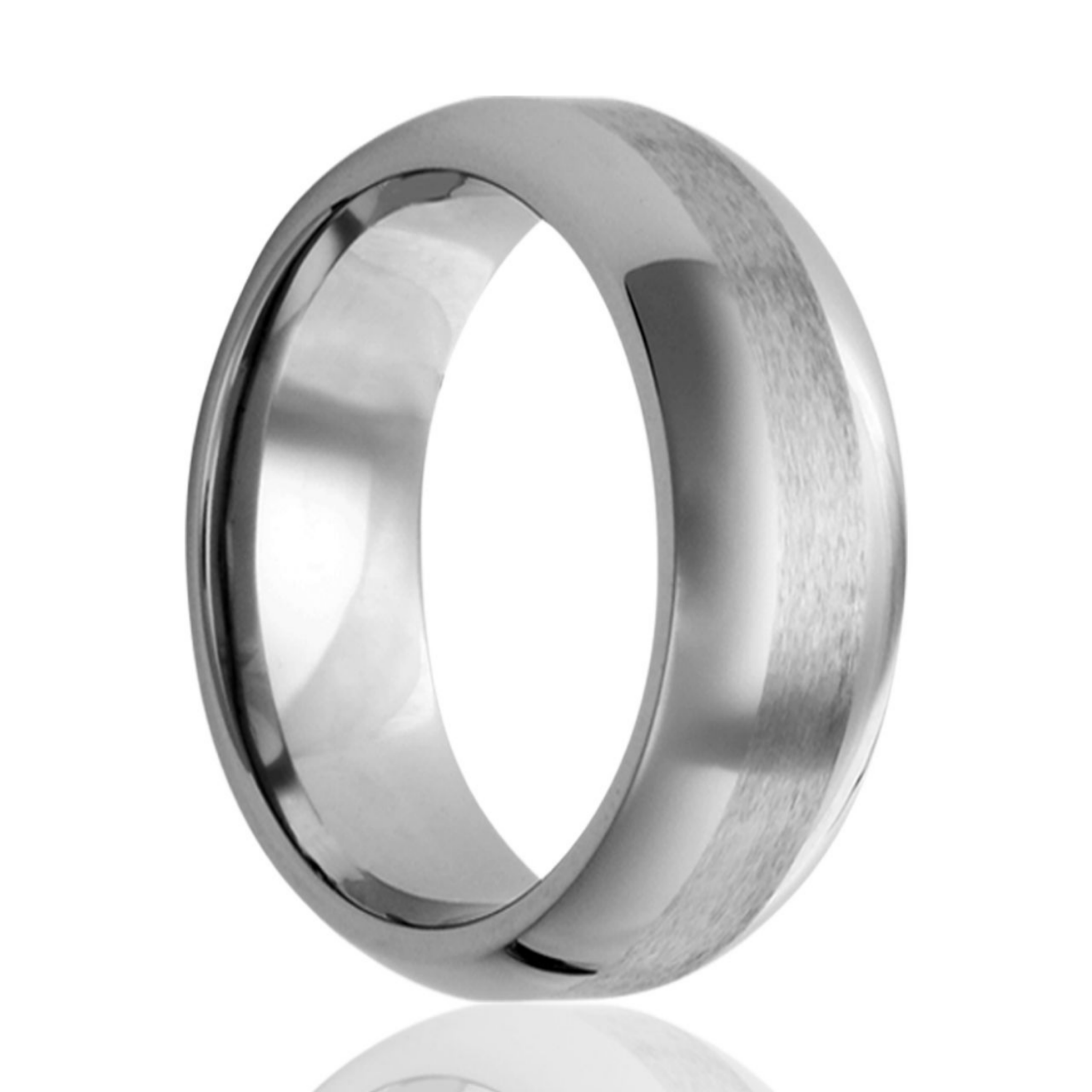 Men's Tungesten 8MM Domed Ring with Satin Finish Center Size 10.5