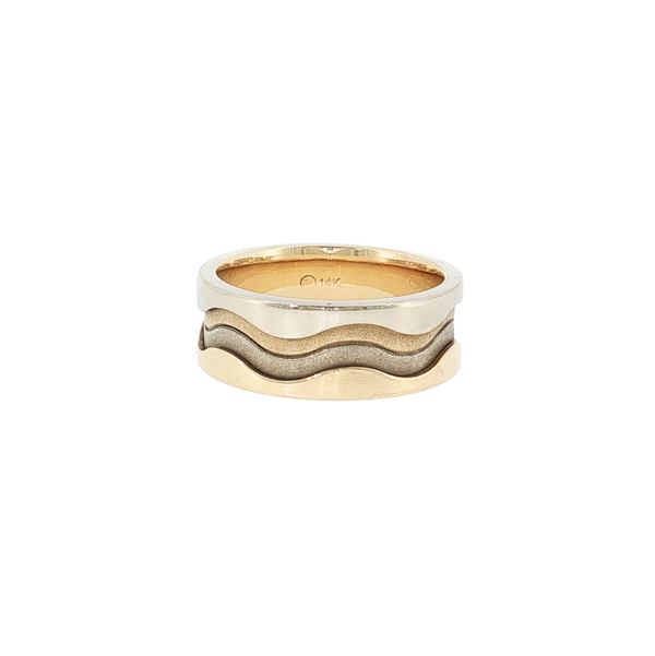 Estate 14kt Two Toned Wave Mens Band