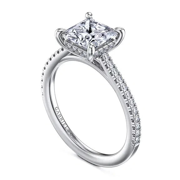 Aline 14K White Gold Princess Cut CZ Center Engagement Semi-Mount S2086896