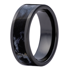 8MM Men's Pietersite Black Ceramic Inlay Ring- Size 10