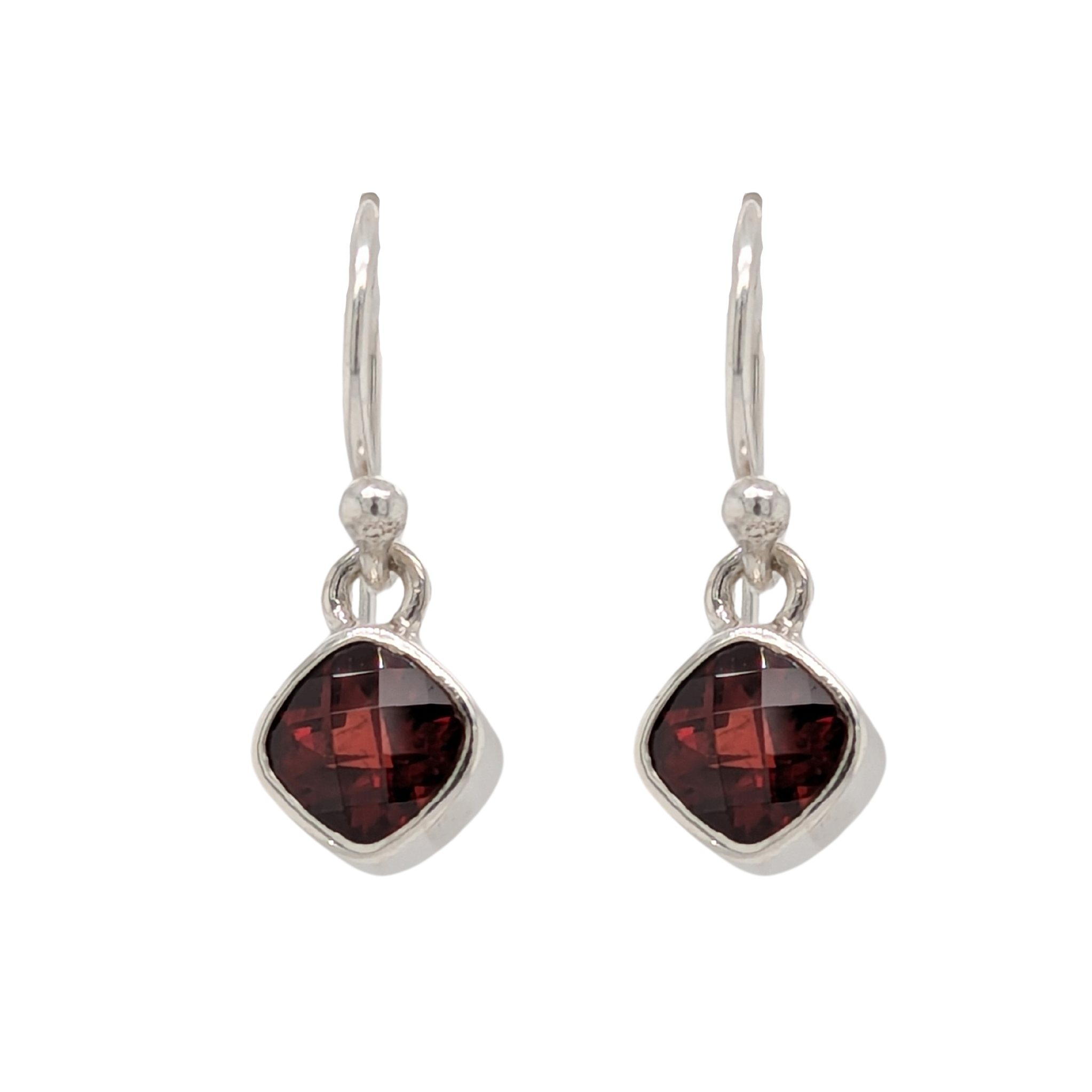 Sterling Silver Garnet Dangle Earirngs