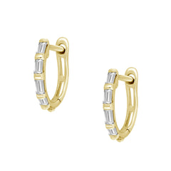 18K Gold .21CTW Baguette Bar Set Earrings