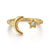 14K Yellow Gold White Sapphire Star & Moon Ring