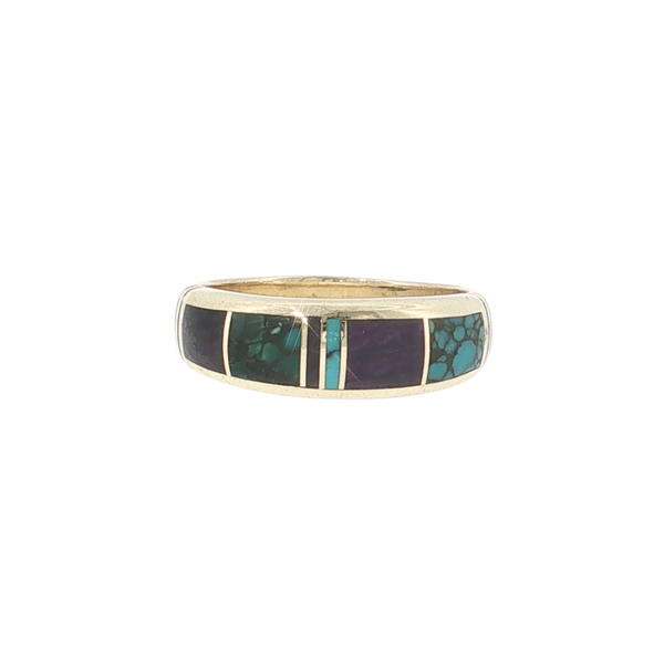 Estate 14kt Yellow Gold Multi Inlay Band