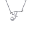 Sterling Silver Initial "D" CZ Script Necklace