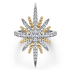 14K Yellow Gold and 925 Sterling Silver Bujukan White Sapphire Starburst Ladies Ring