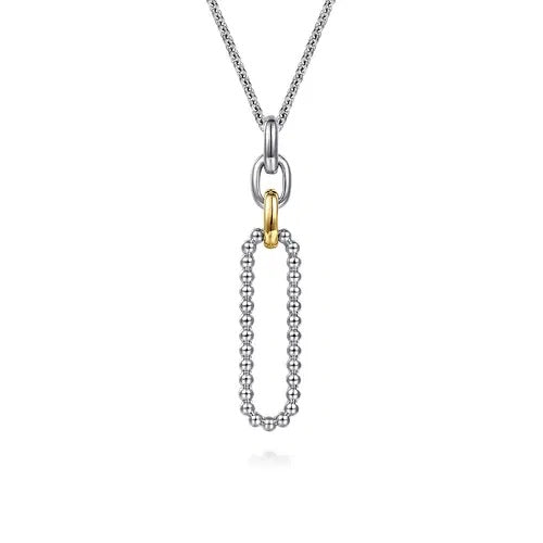 14K Yellow Gold and 925 Sterling Silver Bujukan Link Pendant Necklace