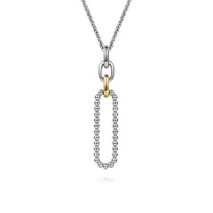 14K Yellow Gold and 925 Sterling Silver Bujukan Link Pendant Necklace