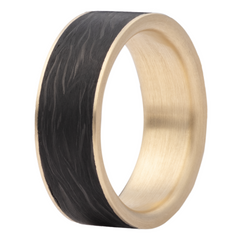 Men's 14K Yellow Gold and Forged Carbon Fiber Ring- Size 10