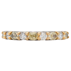 14K Oval Natural Yellow Diamond Band with White Diamond Accents