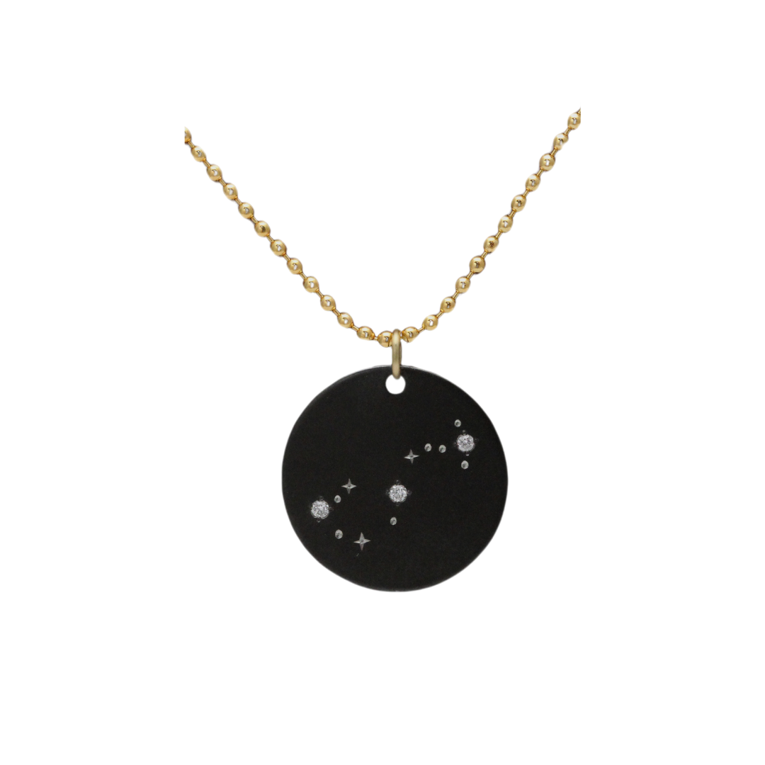 Zirconium Scorpio Zodiac Lab Grown Diamond Disc Necklace with Gold Filled Chain