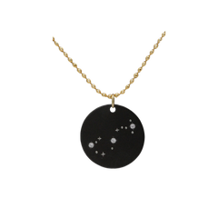 Zirconium Scorpio Zodiac Lab Grown Diamond Disc Necklace with Gold Filled Chain