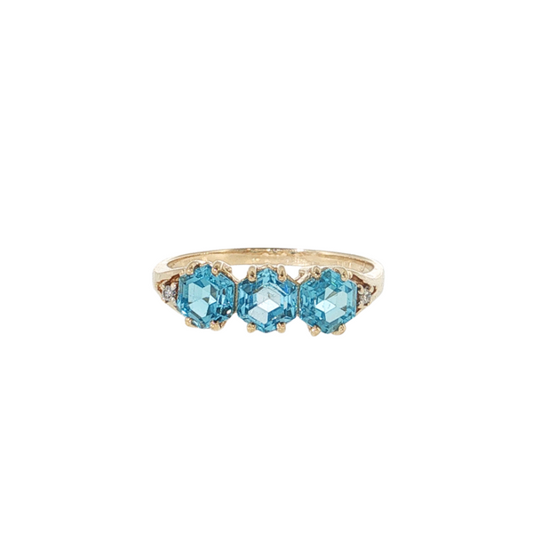 10KY HEX TOPAZ & DIA RING