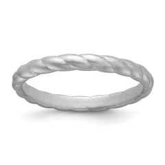 Silver Metalic Silicone 3MM Braided Band - Size 8
