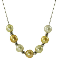 Sterling Silver Natural Gold Pearl Necklace