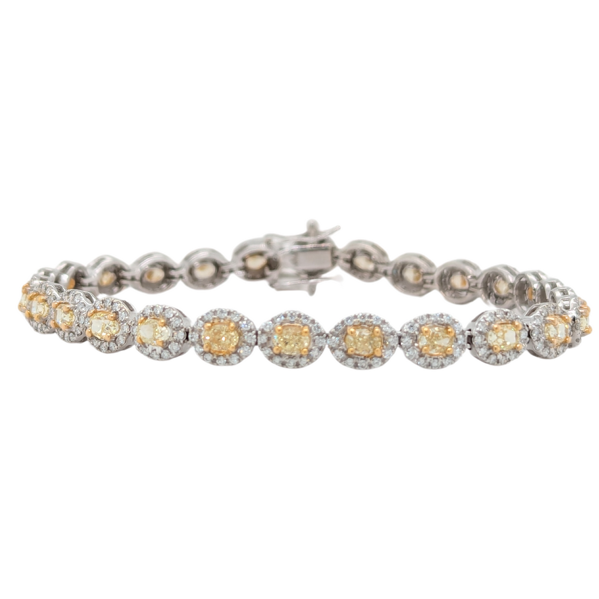 14K Gold 5.42CTW Oval Natural Diamond Bracelet