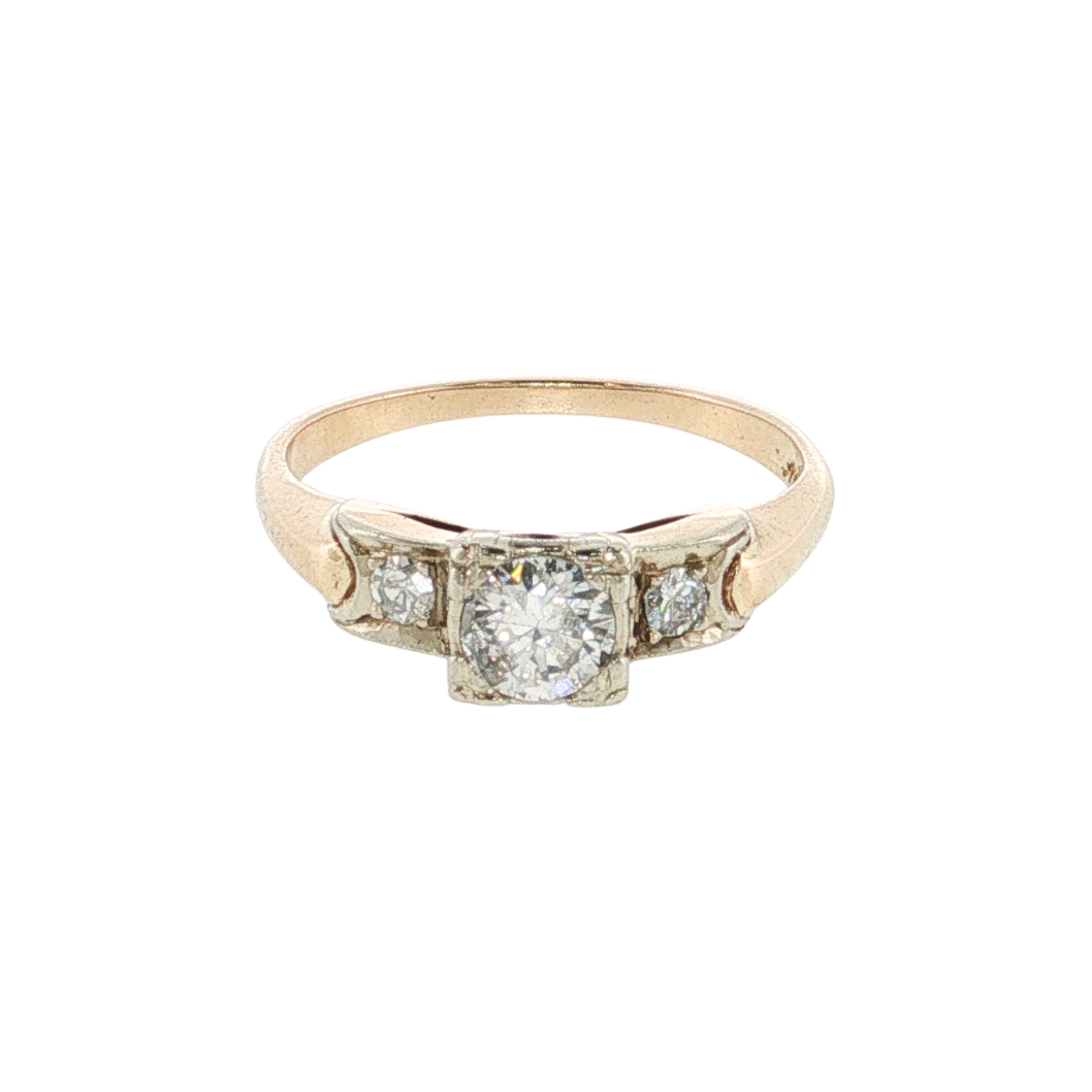 14KY VINTAGE 3 STONE DIA .45CTW SI+ H-I ER