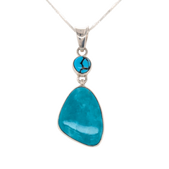 Sterling Silver Double Turquoise with Tyrone Turquoise Necklace
