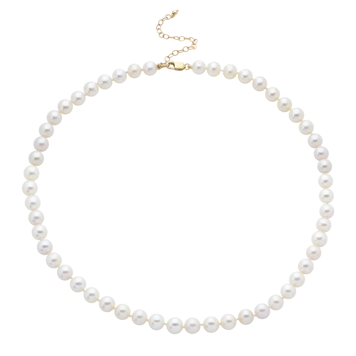 14K Yellow Gold Adjustable Freshwater Pearl Choker Necklace