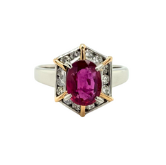 Estate Platinum .90ct Oval Ruby .22ctw Diamond Ring