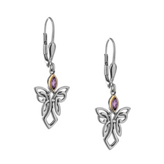 Sterling Silver & 10K Amethyst Angel Earrings