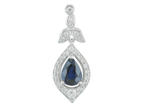 14K WG 1.09CT PEAR SAPPHIRE .2