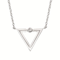 Sterling Silver Triangle Diamond Necklace