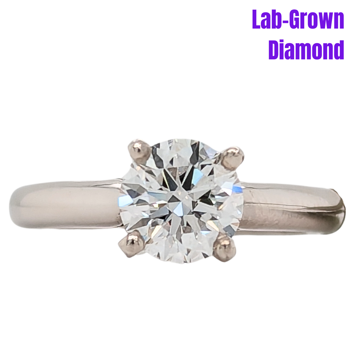 14K White Gold Round Brilliant Lab-Grown Diamond Solitiare Engagement Ring