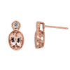 14K Rose Gold Oval Morganite Drop Earrings